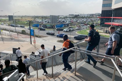 Passengers exiting Williams Landing station